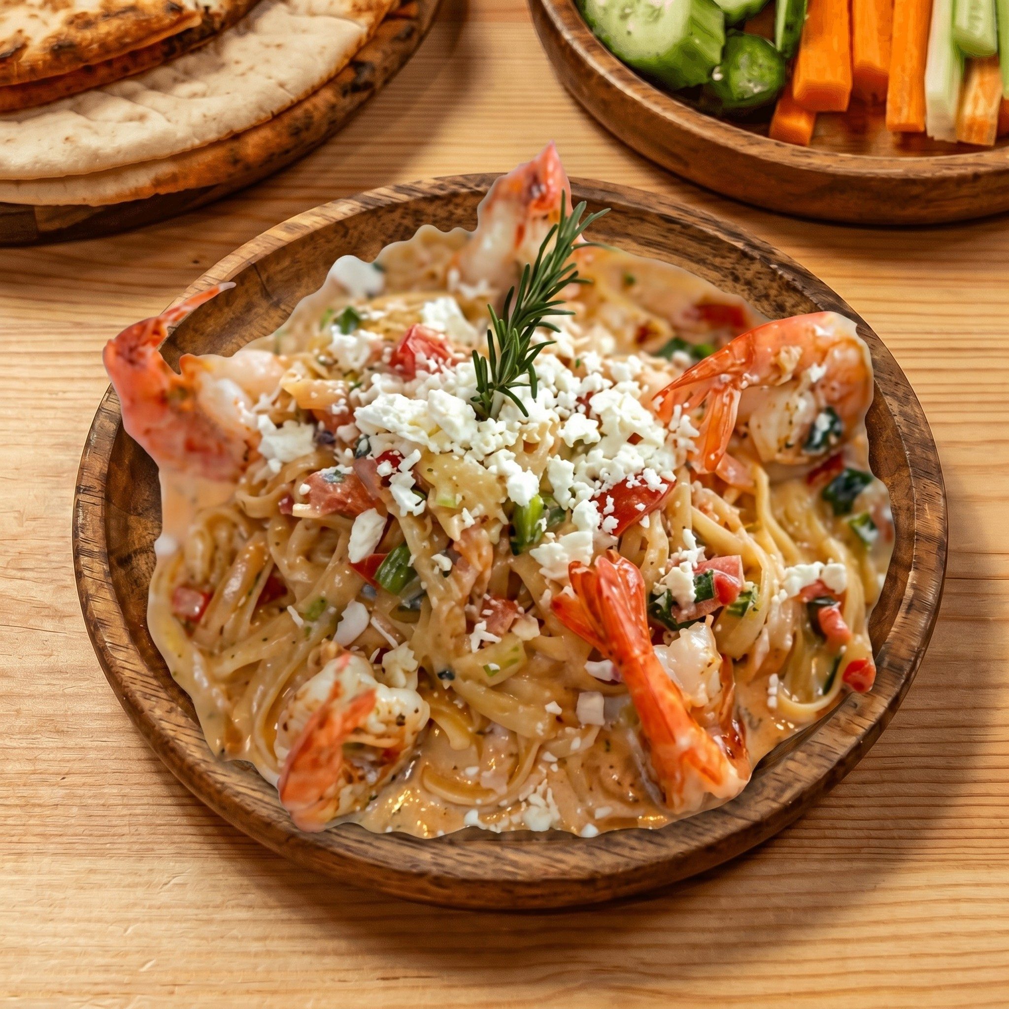 Shrimp & Ouzo Fettuccini Plate.